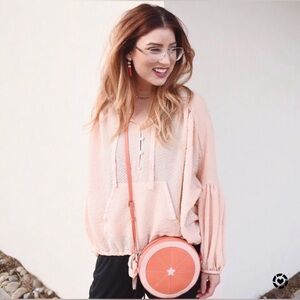 Peach Balloon Sleeve Top